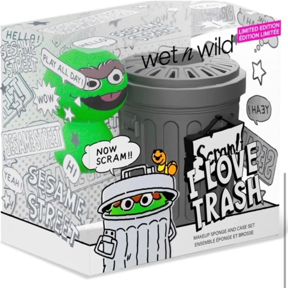 Wet n wild x Sesame Street, I Love Trash Makeup‎ Sponge And Case Set new
